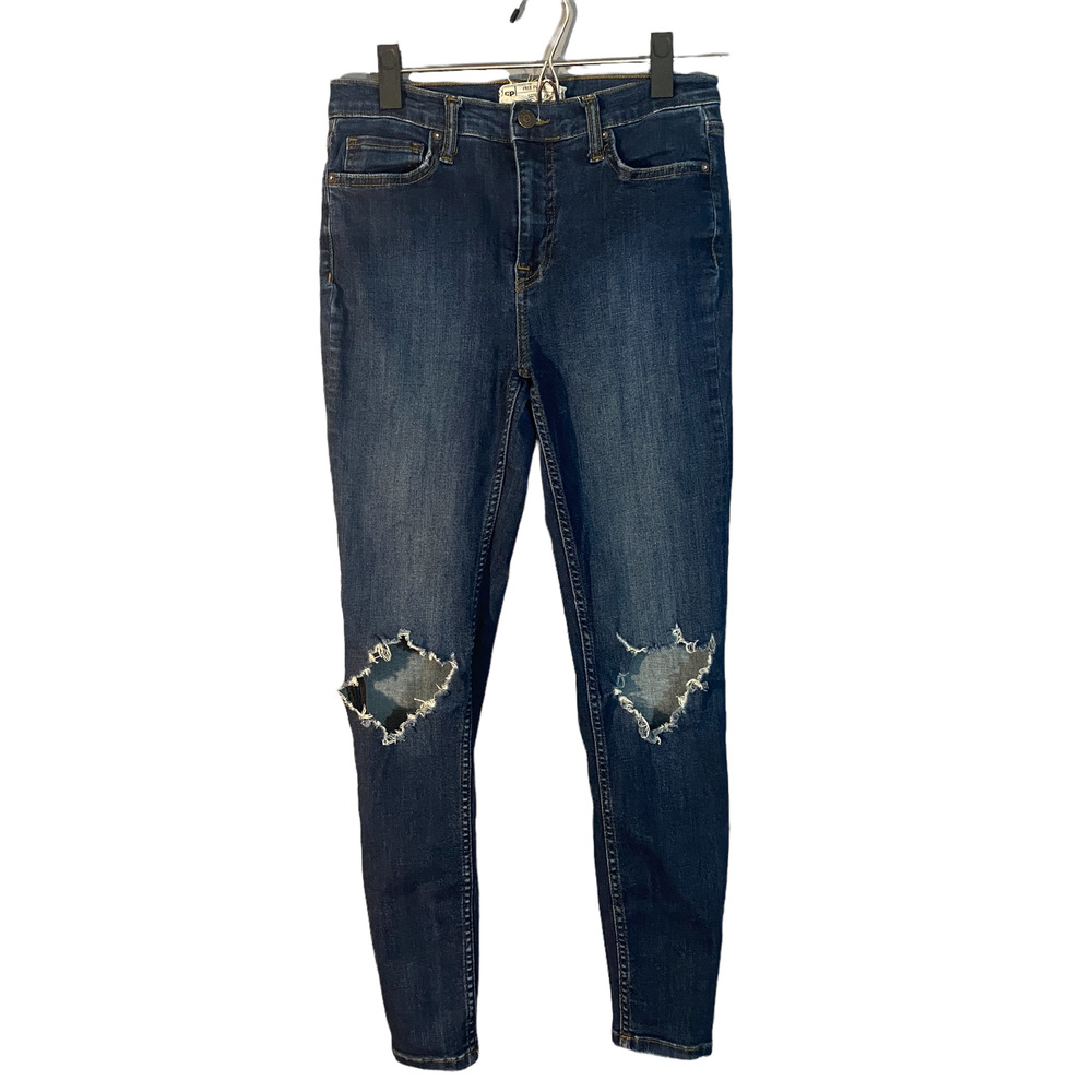 Free People Blue Ripped Knee Skinny Ankle Denim Jeans Women Sz 27